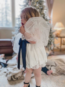 Aurora Ivory Velour Romper - Petite Maison Kids