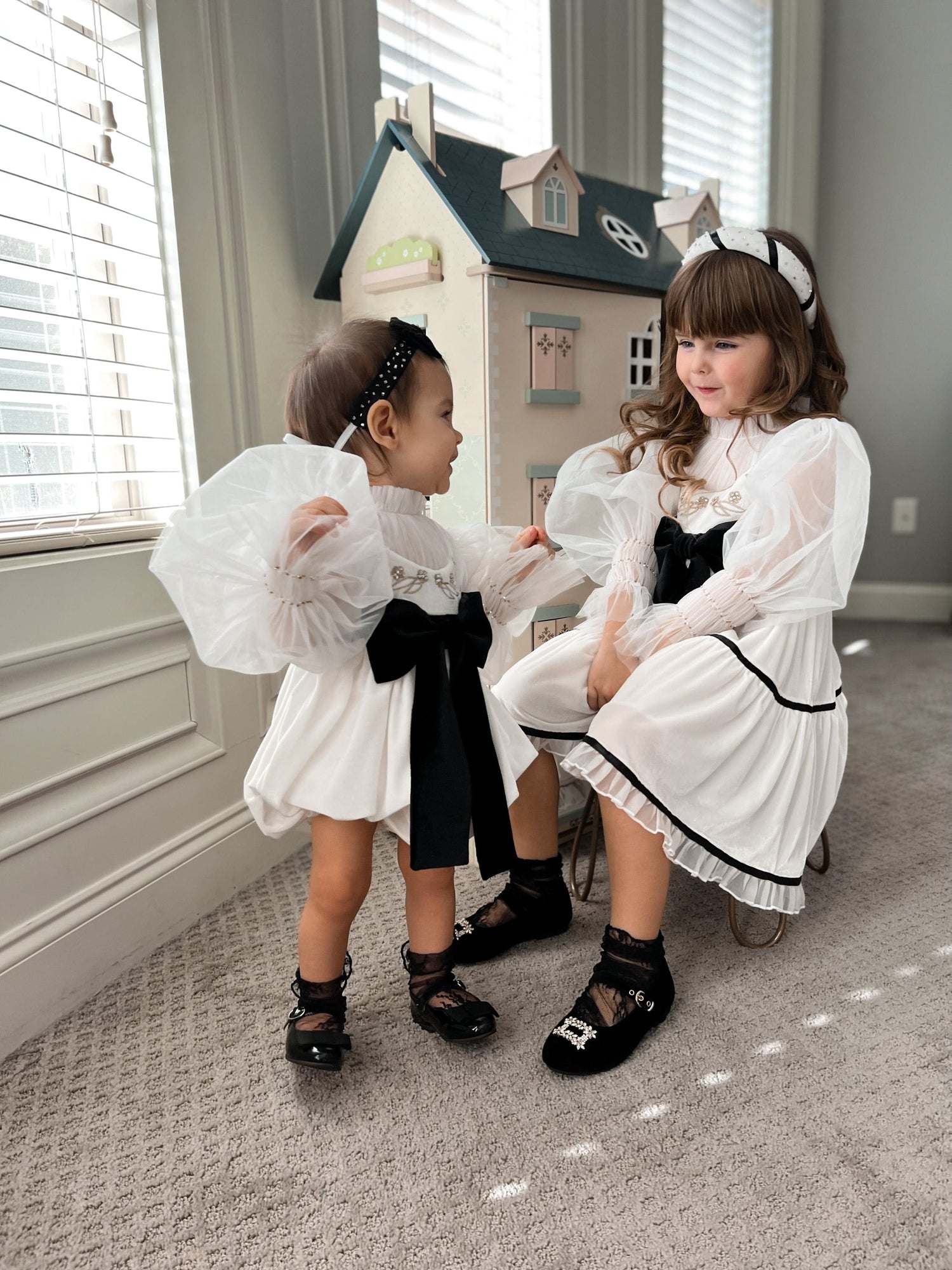 Aurora Ivory Velour Romper - Petite Maison Kids