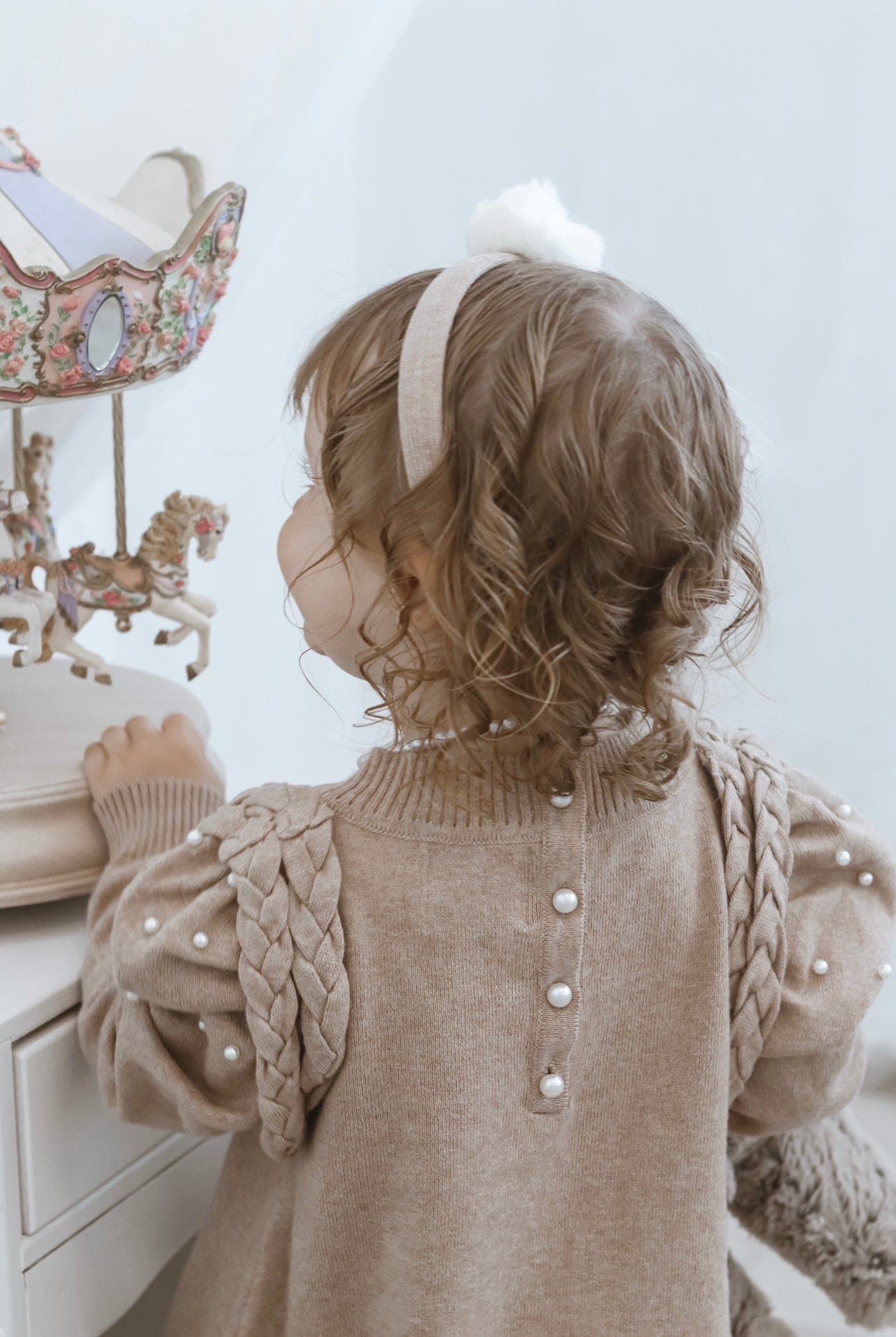 Anna Beige Knit Dress with Feathered Hem | Beige