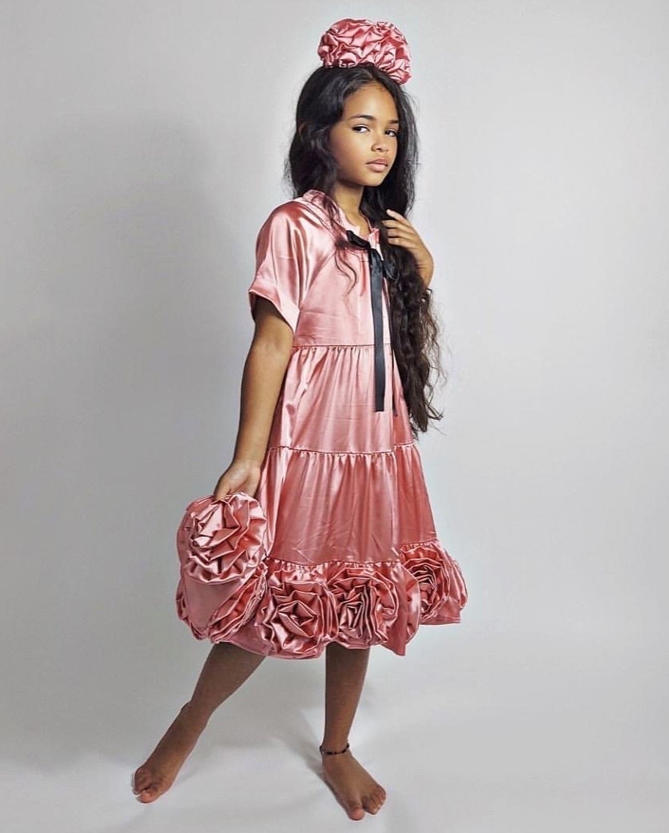 Satin Rose Dress - Petite Maison Kids