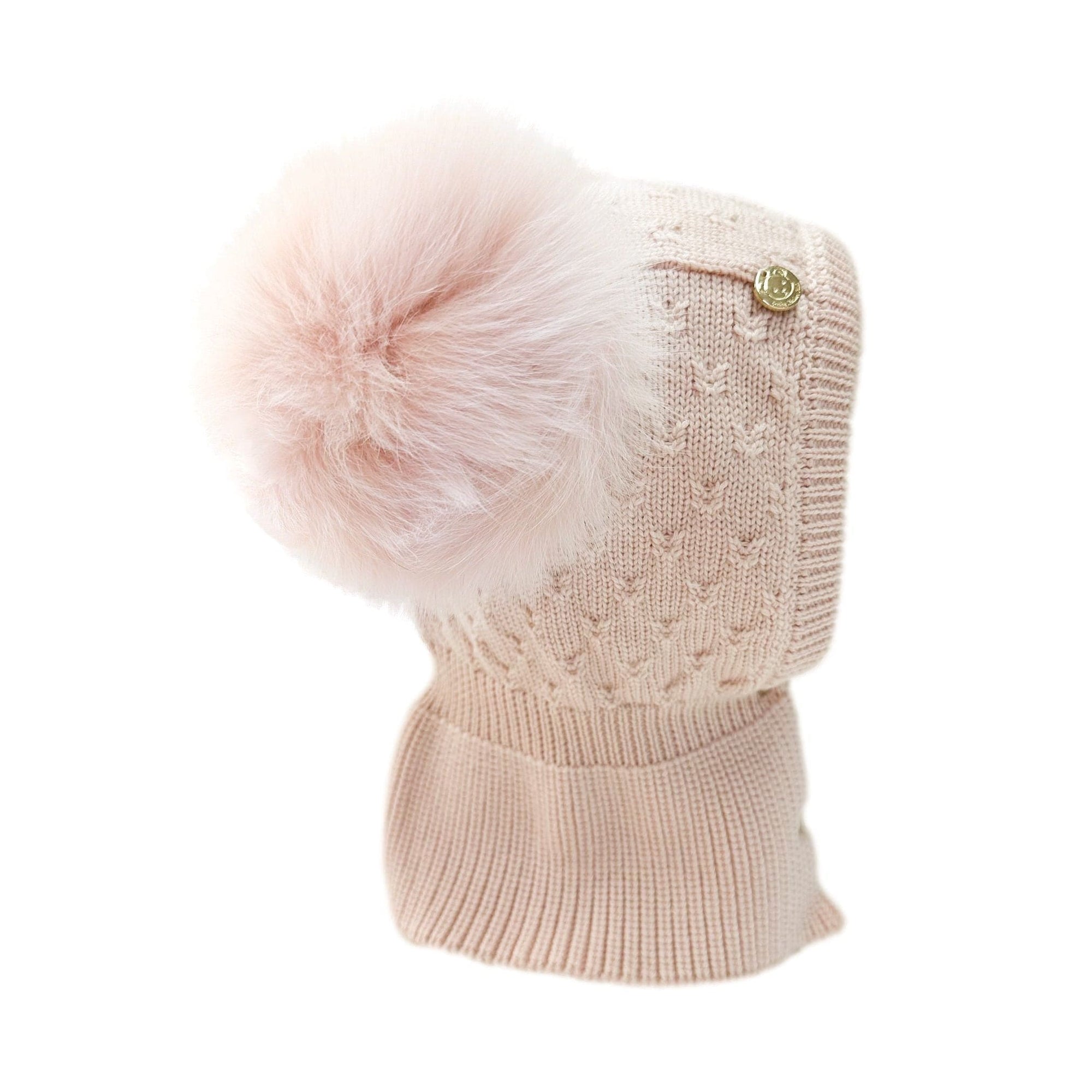 Luna Merino Wool Faux Fur Pink Balaclava Hat | Pink