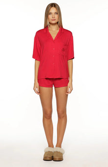 Jamey Mini Pajama Shorts | Burgundy