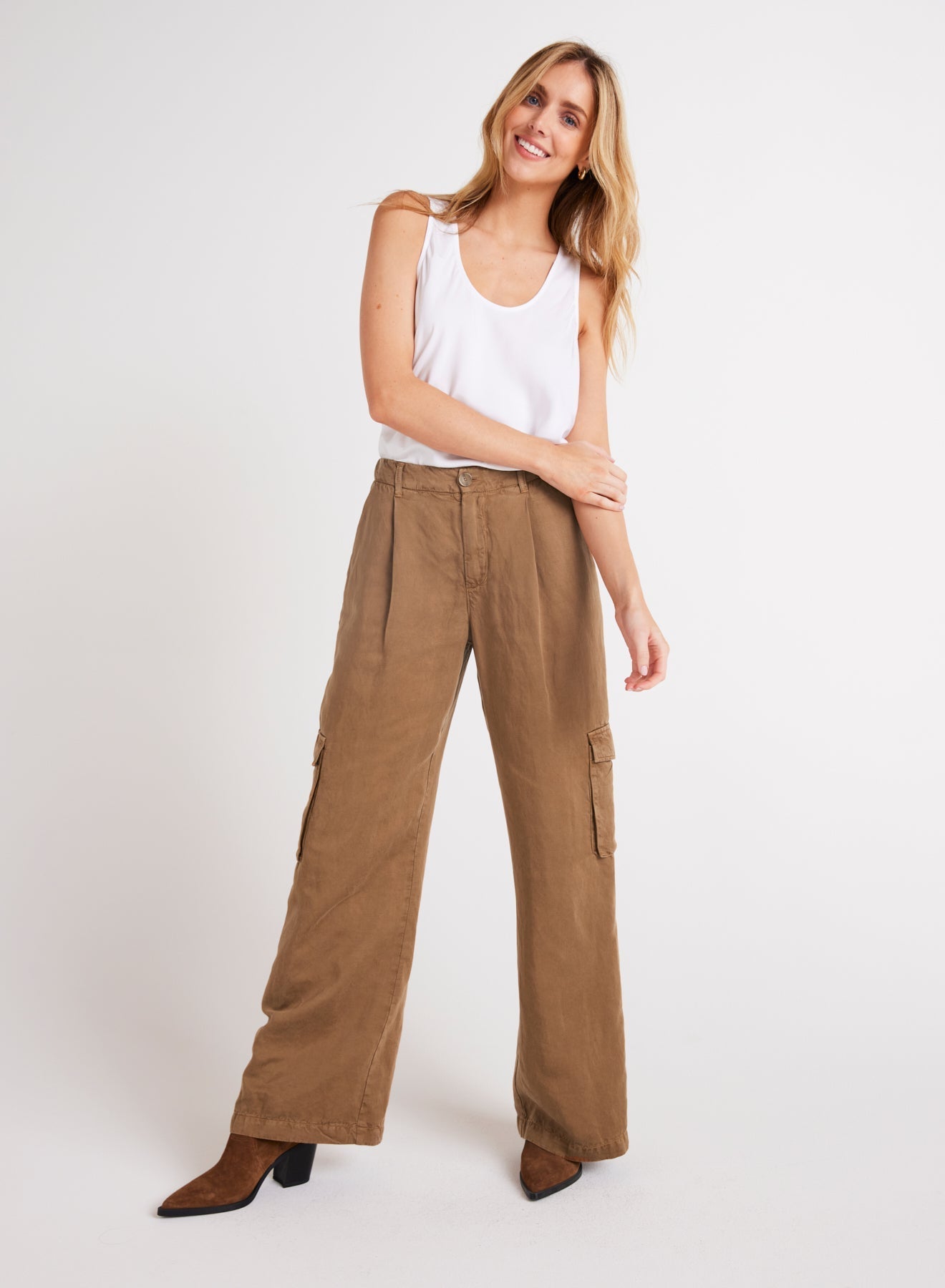 Jules Pleated Wide Leg | Topaz Brown