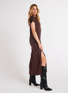 V-Neck Knit Maxi Dress | Chestnut Brown