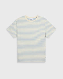 Blue and off white striped short sleeve tee - designer fashion stripe tees by Krost for men & women