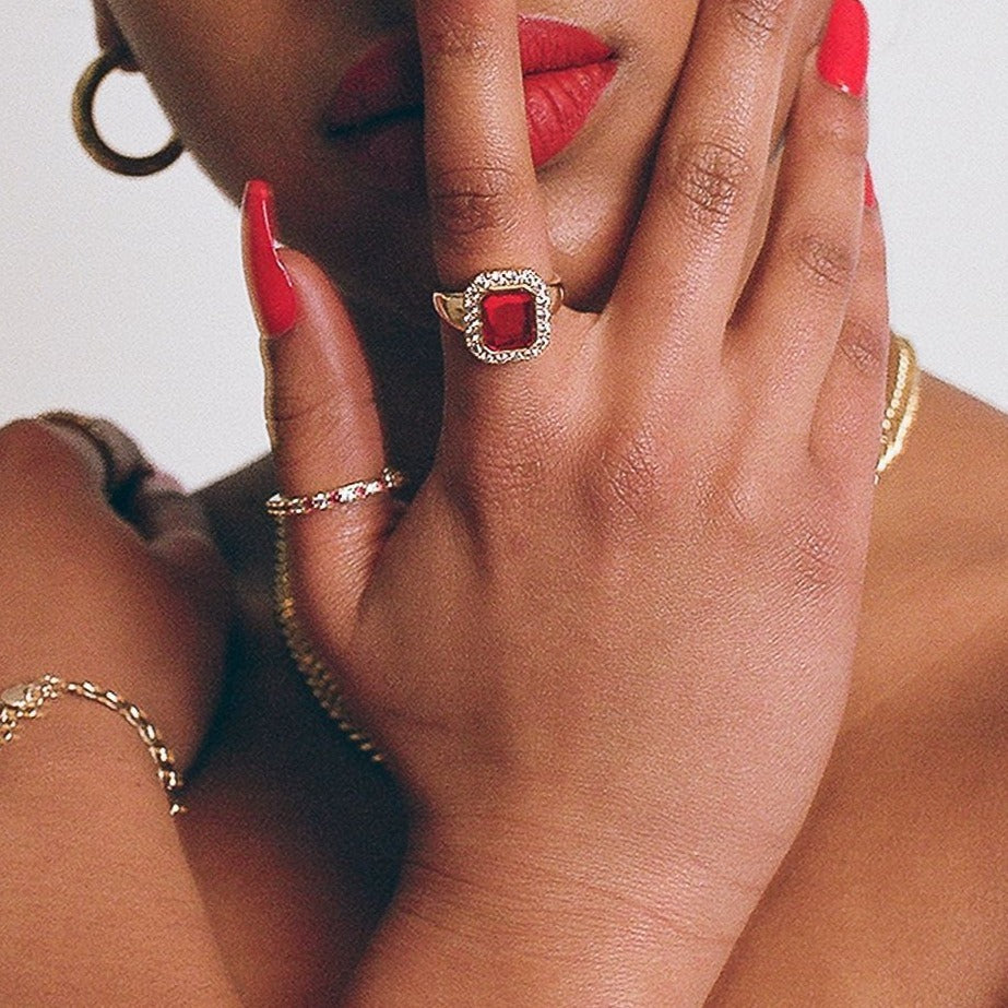The Kundalini Cocktail Ring Red (Smith & Cult X Argento Vivo) | 14K Yellow Gold-Plated