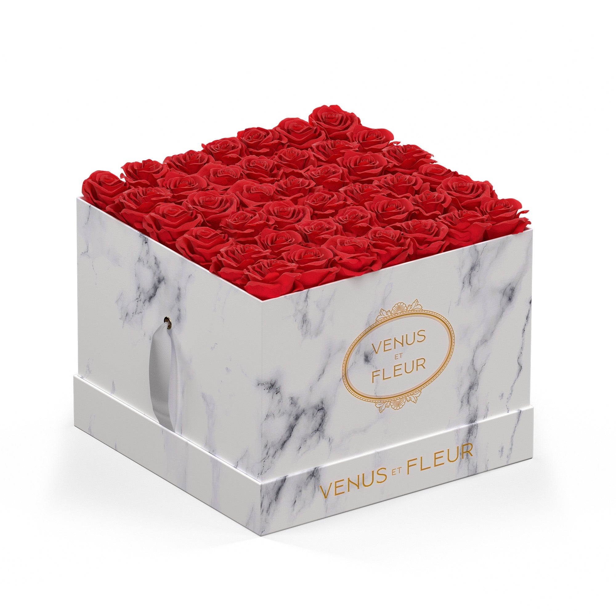 Large Square - White Marble | Red