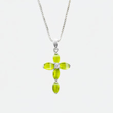 Jadra Lime Green Cross Necklace | Sterling Silver