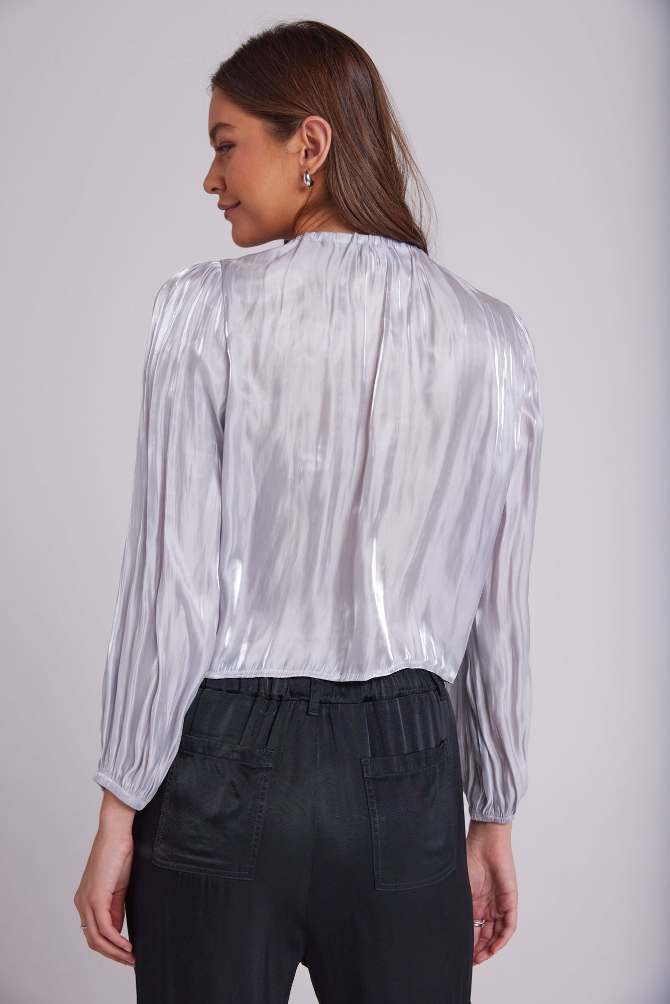 Elastic Shirred Top - Silver Shimmer