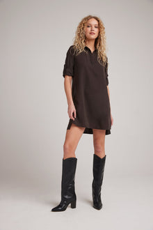 Long Sleeve A-Line Dress - Quartz Brown