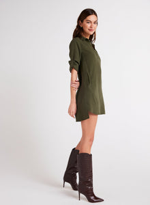 Long Sleeve A-Line Shirt Dress | Italian Herb