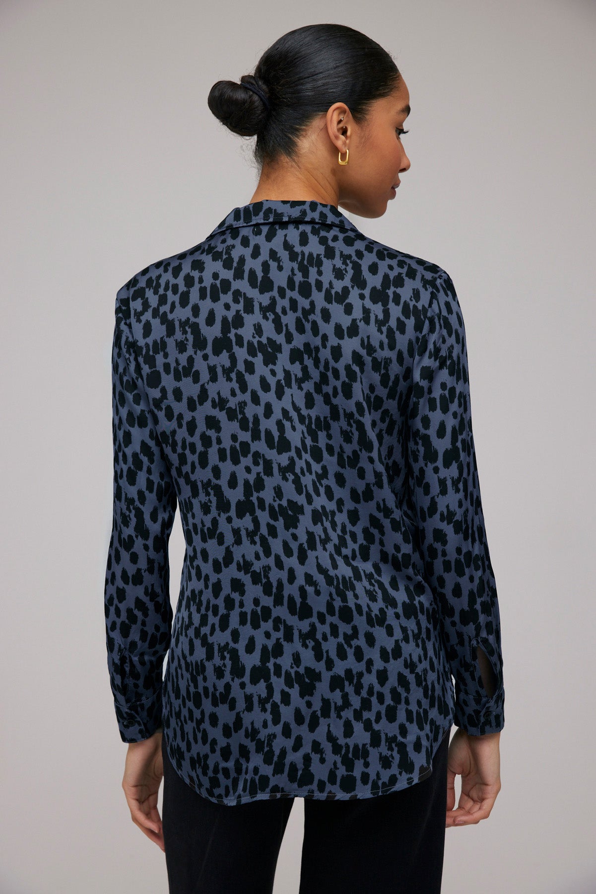 Long Sleeve Clean Shirt | Denim Spots Print