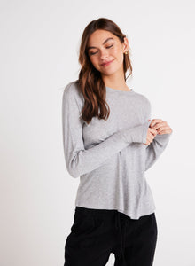 Long Sleeve Crew Neck Tee | Heather Ash