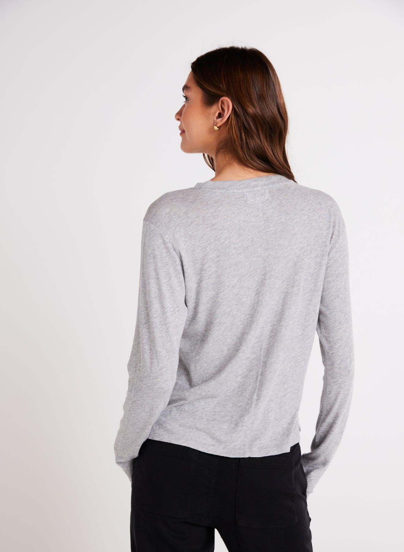 Long Sleeve Crew Neck Tee | Heather Ash