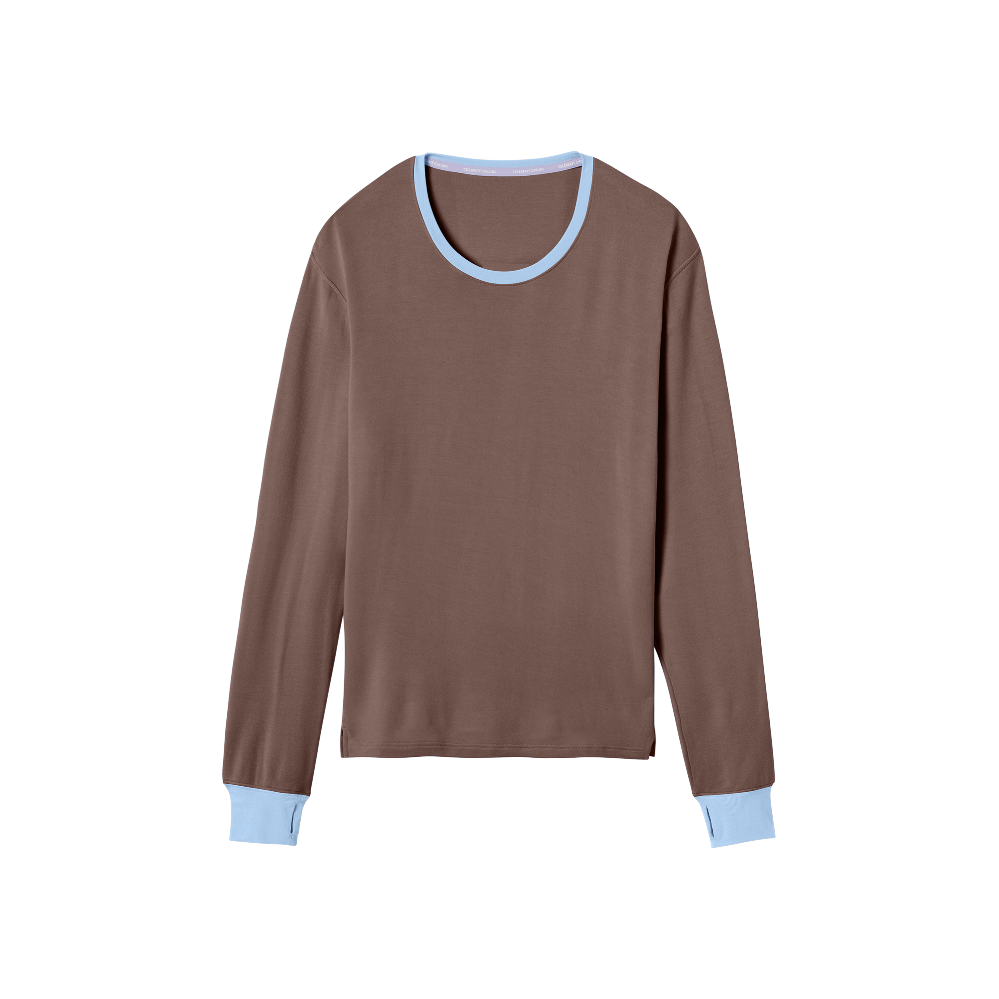 Ultra-Soft French Terry Long-Sleeve Tee | Cocoa/Cerulean