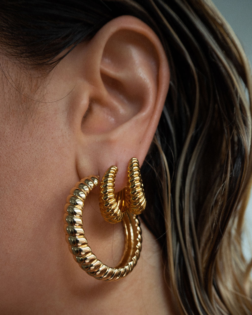 Ridged Marbella Hoops - Gold | Plated Gold