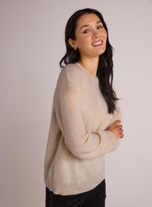 Cashmere Fuzzy Crew Neck | Rich Ivory