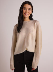 Cashmere Fuzzy Crew Neck | Rich Ivory