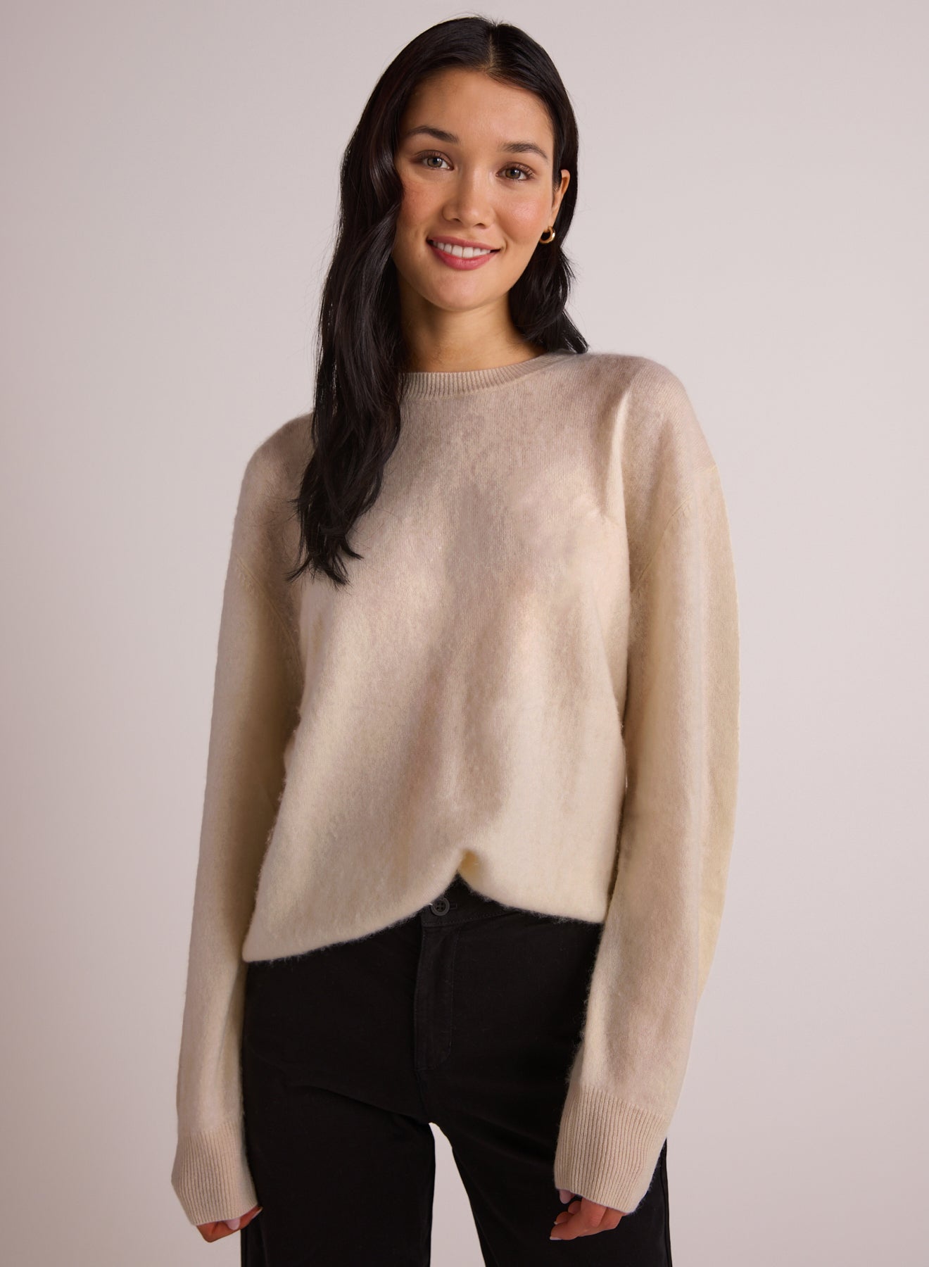 Cashmere Fuzzy Crew Neck | Rich Ivory