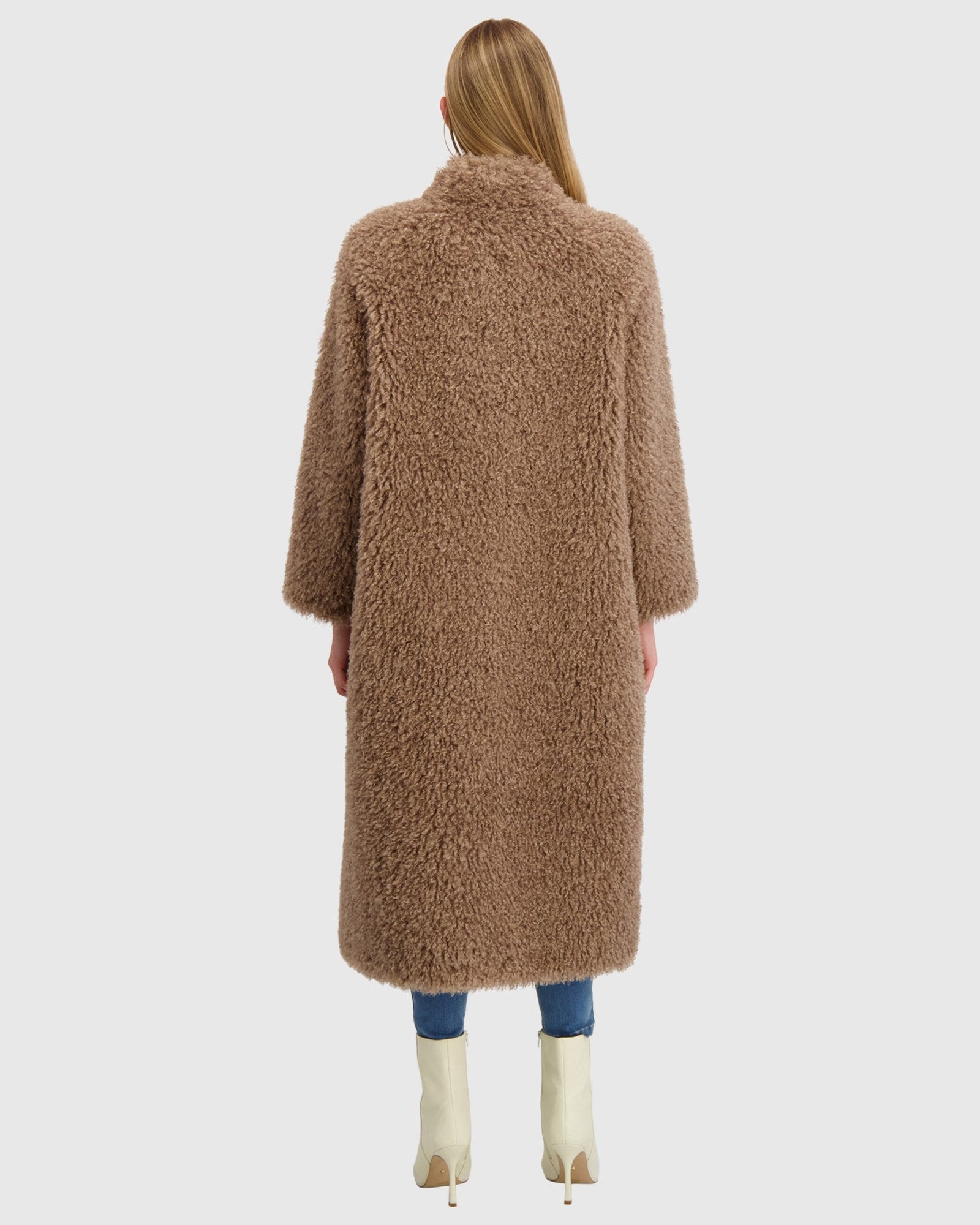 Fur-Free Cashmere Goat (Faux Fur) Coat | Taupe