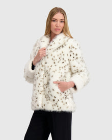 Fur-Free Fox And Mink (Faux Fur) Jacket | White/Black Spotted