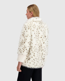 Fur-Free Fox And Mink (Faux Fur) Jacket | White/Black Spotted