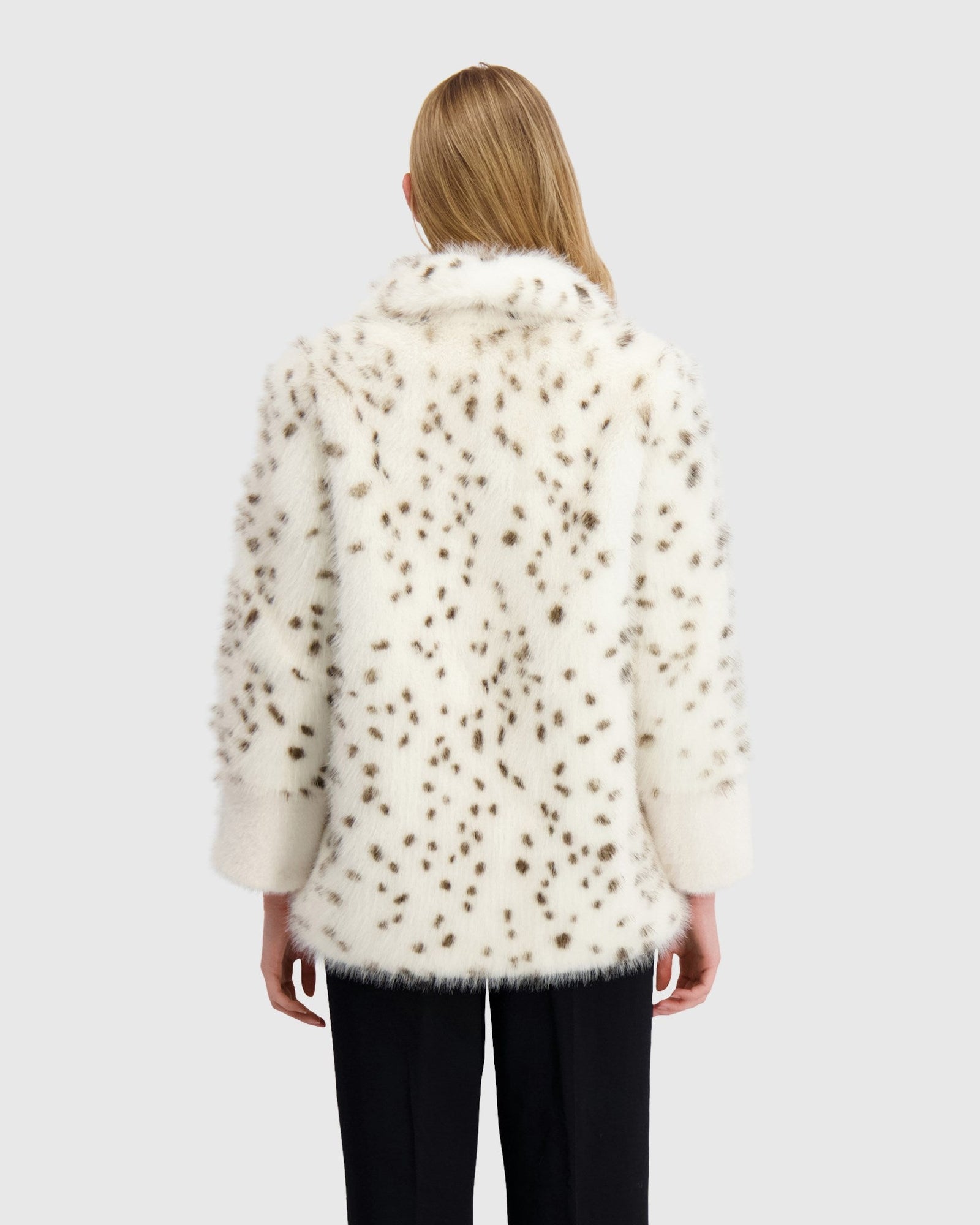 Fur-Free Fox And Mink (Faux Fur) Jacket | White/Black Spotted