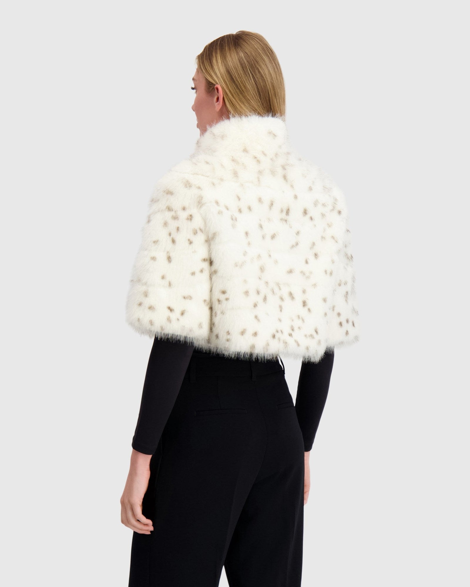 Fur-Free Fox (Faux Fur) Bolero | White/Black Spotted