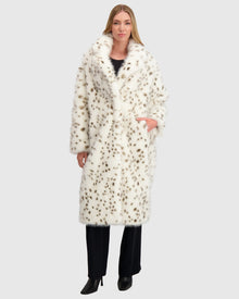 Fur-Free Fox (Faux Fur) Coat | White/Black Spotted