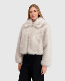 Fur-Free Fox (Faux Fur) Jacket | Gray Cross