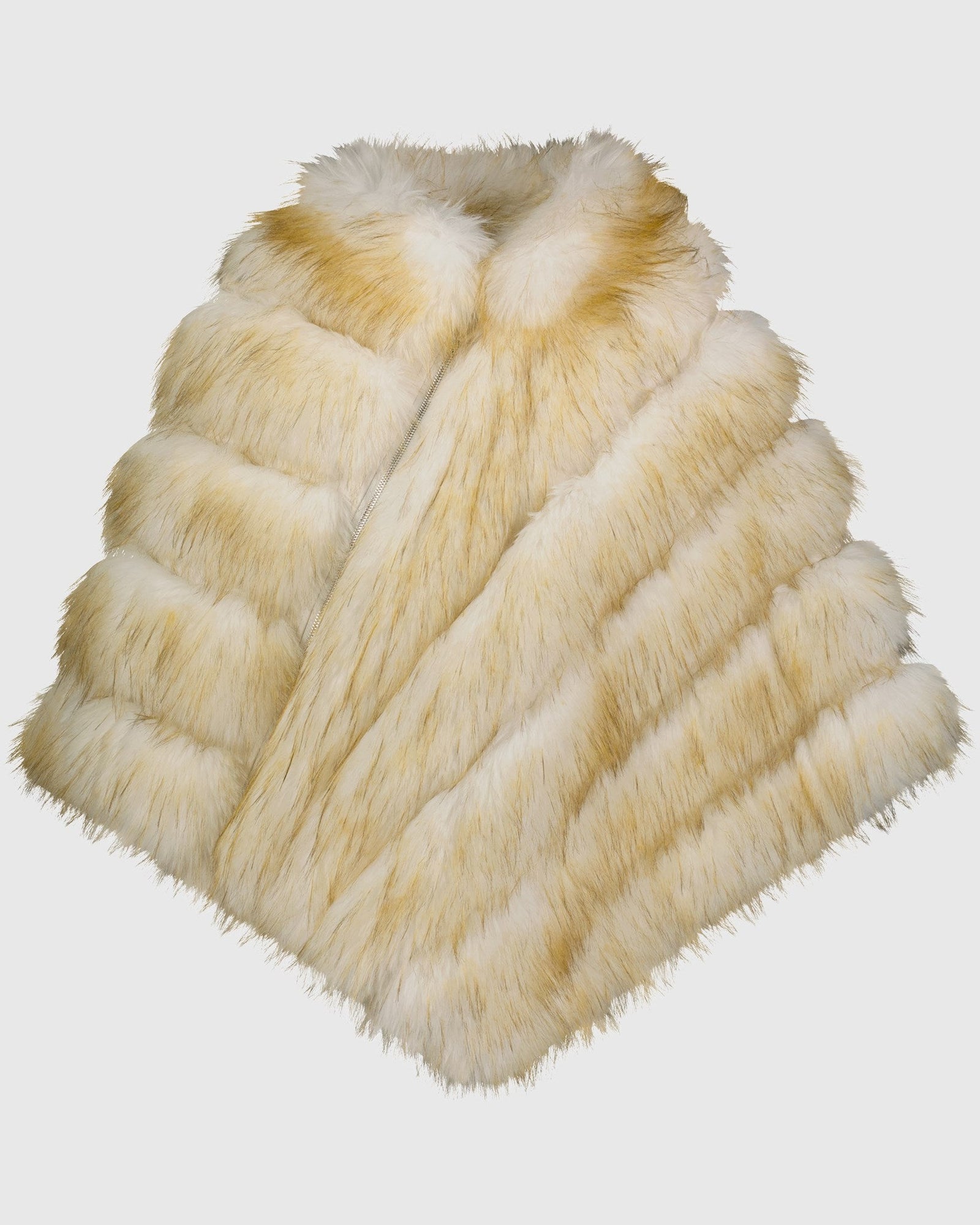 Fur-Free Fox (Faux Fur) Poncho | White/Gold