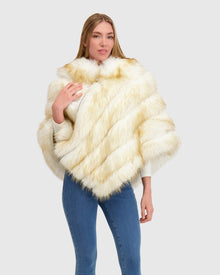 Fur-Free Fox (Faux Fur) Poncho | White/Gold