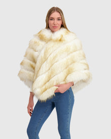 Fur-Free Fox (Faux Fur) Poncho | White/Gold