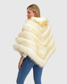 Fur-Free Fox (Faux Fur) Poncho | White/Gold