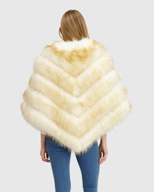 Fur-Free Fox (Faux Fur) Poncho | White/Gold