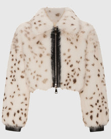 Fur-Free Fox (Faux Fur) Zip Bolero | White/Black Spotted