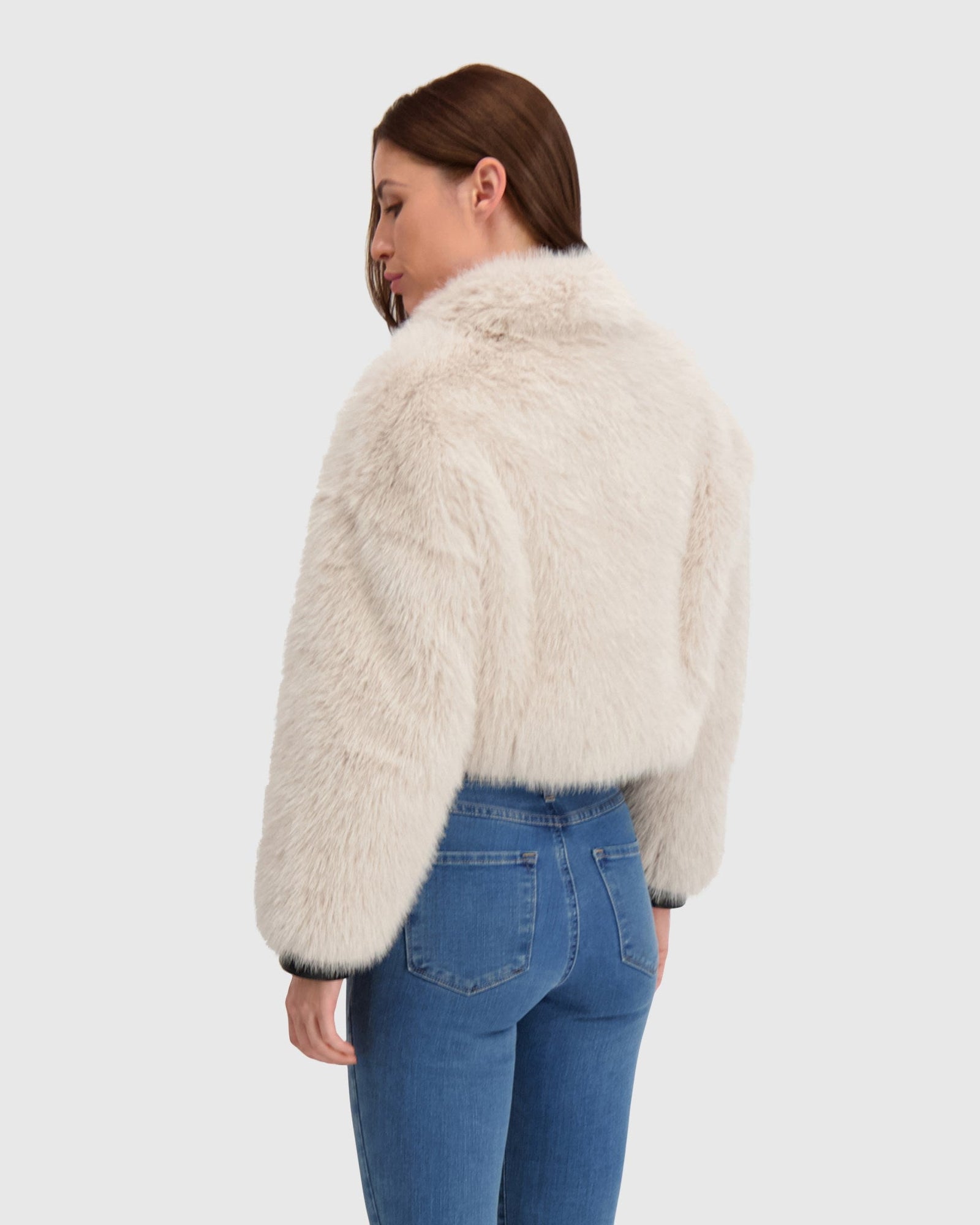 Fur-Free Fox (Faux Fur) Zip Bolero | Natural/Black