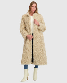 Fur-Free Lamb (Faux Fur) Coat | Beige