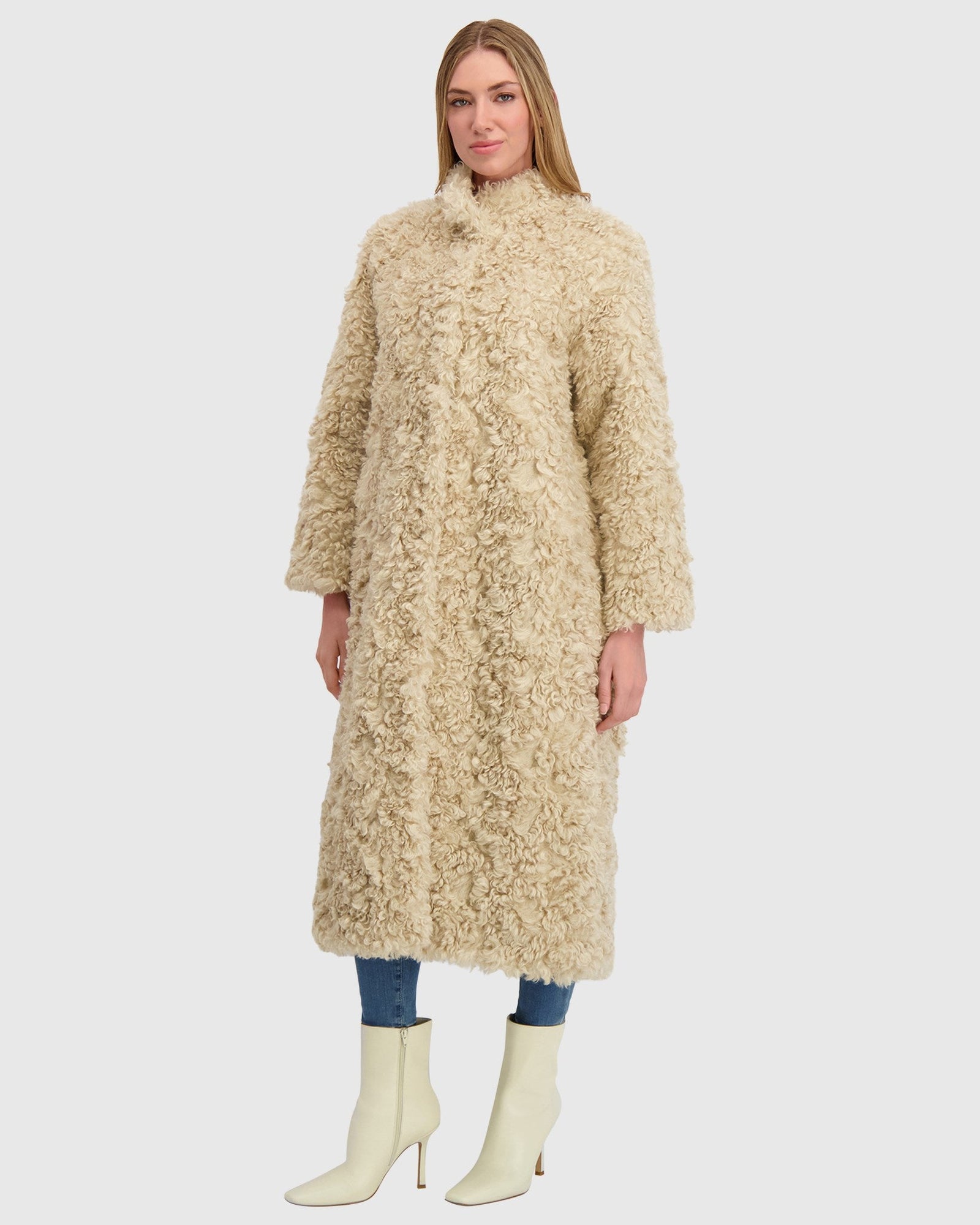 Fur-Free Lamb (Faux Fur) Coat | Beige