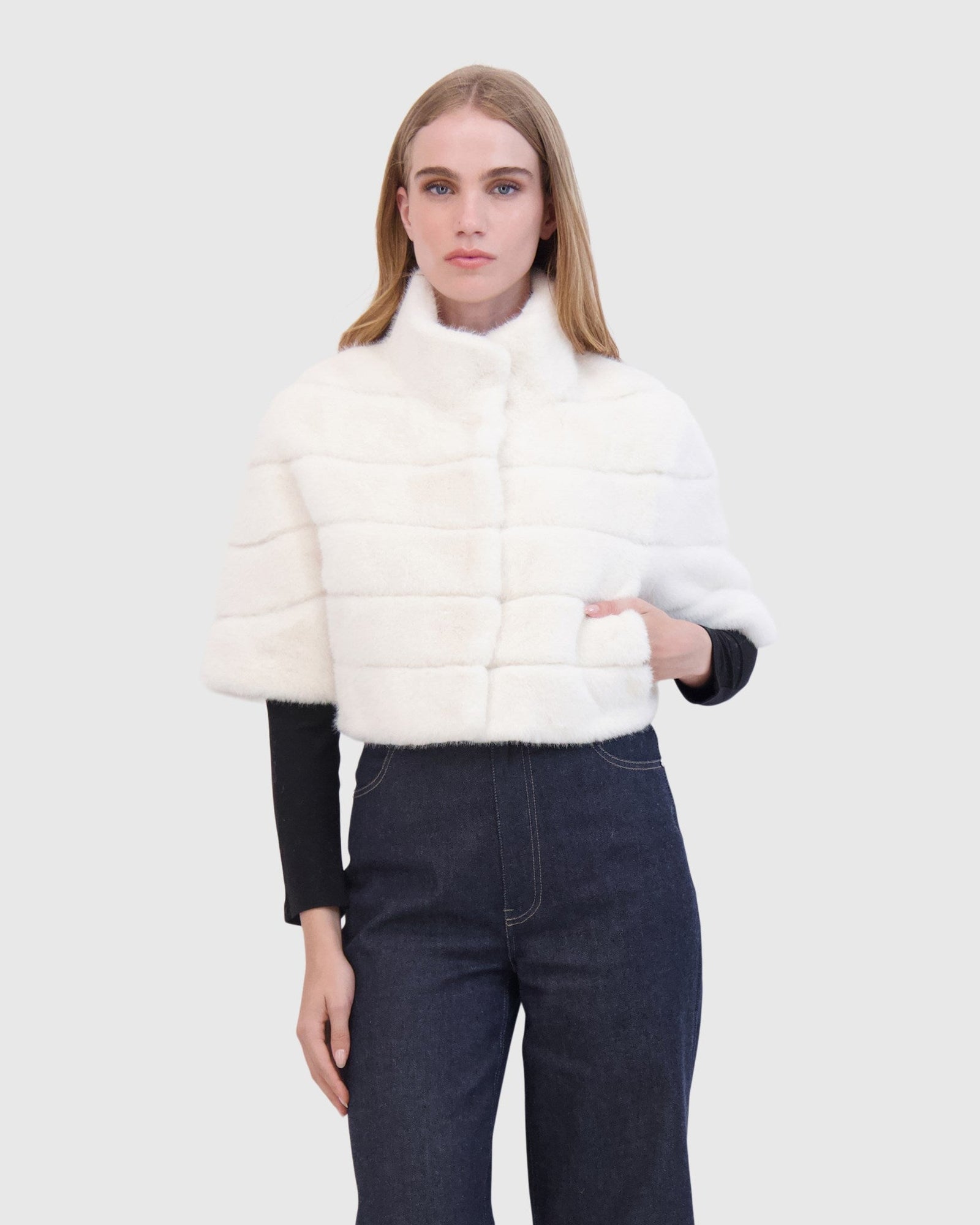 Fur-Free Mink (Faux Fur) Bolero | White