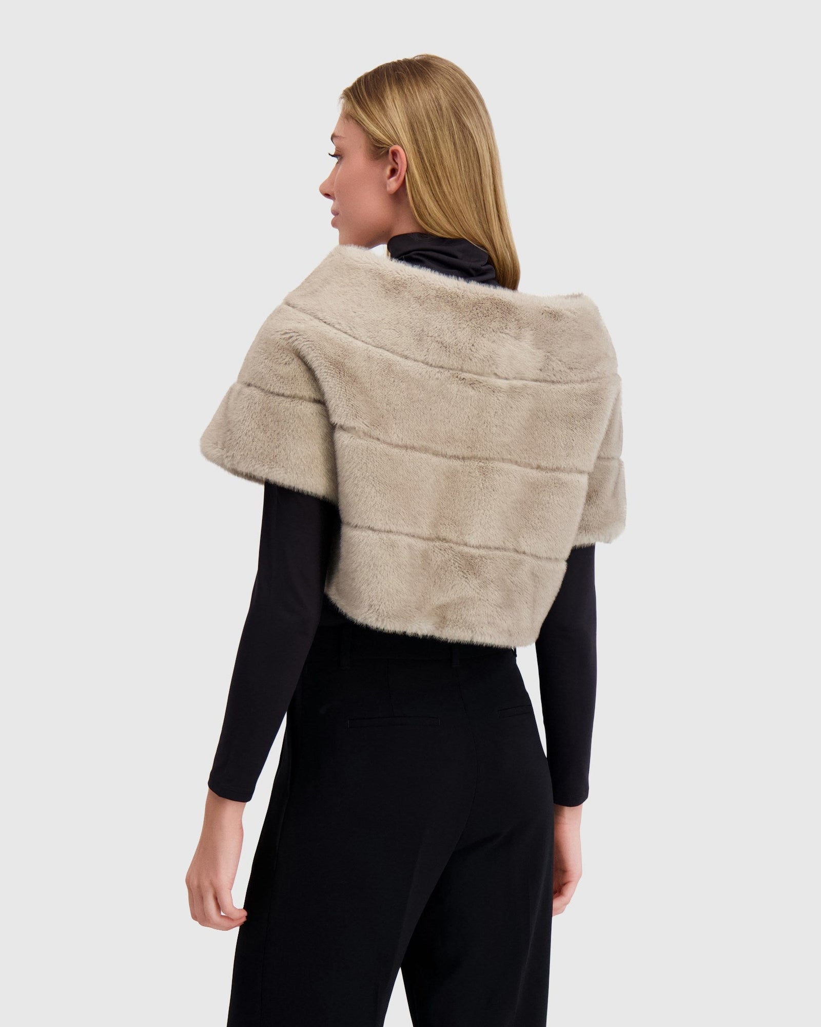 Fur-Free Mink (Faux Fur) Capelet | Silver Blue