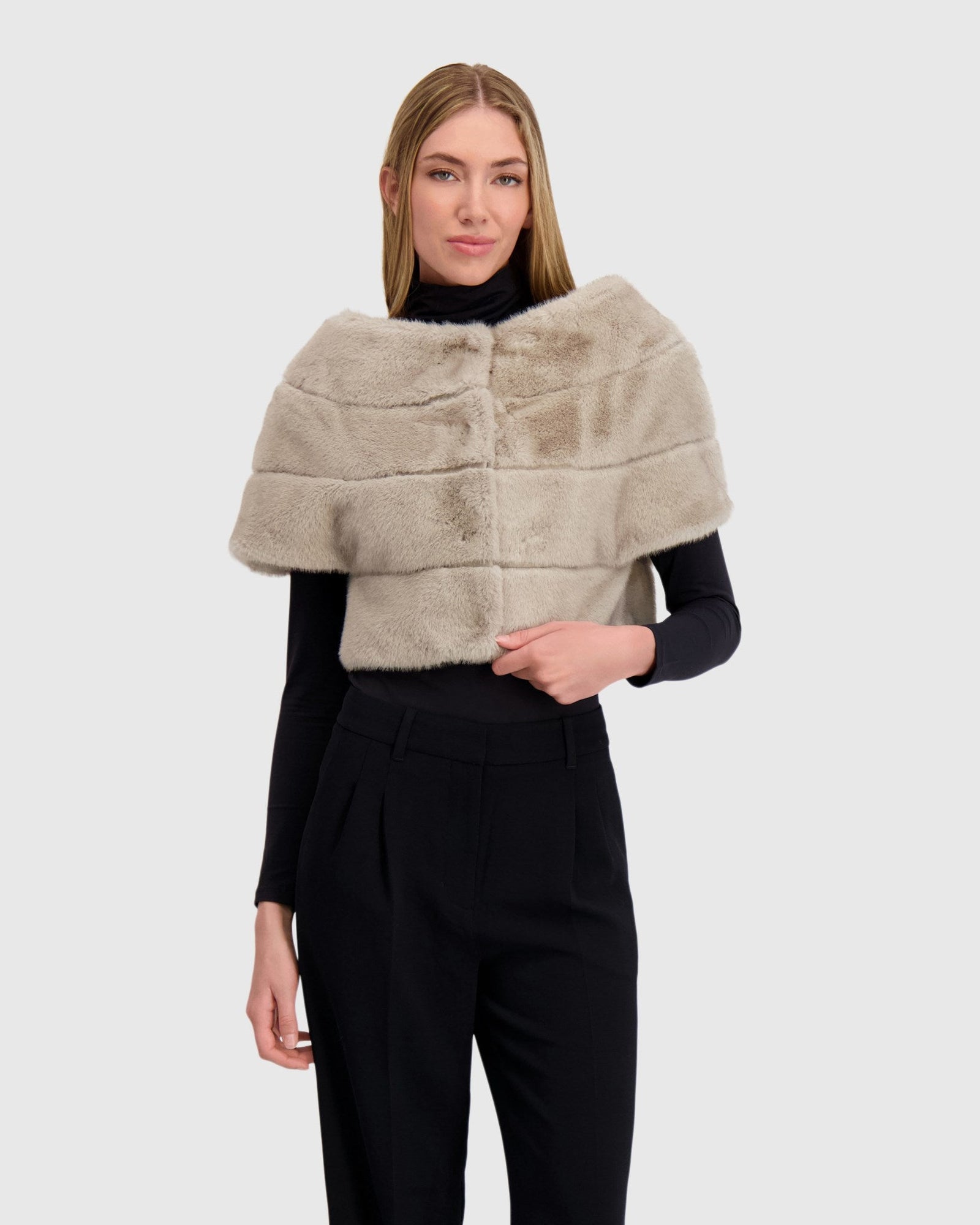 Fur-Free Mink (Faux Fur) Capelet | Silver Blue