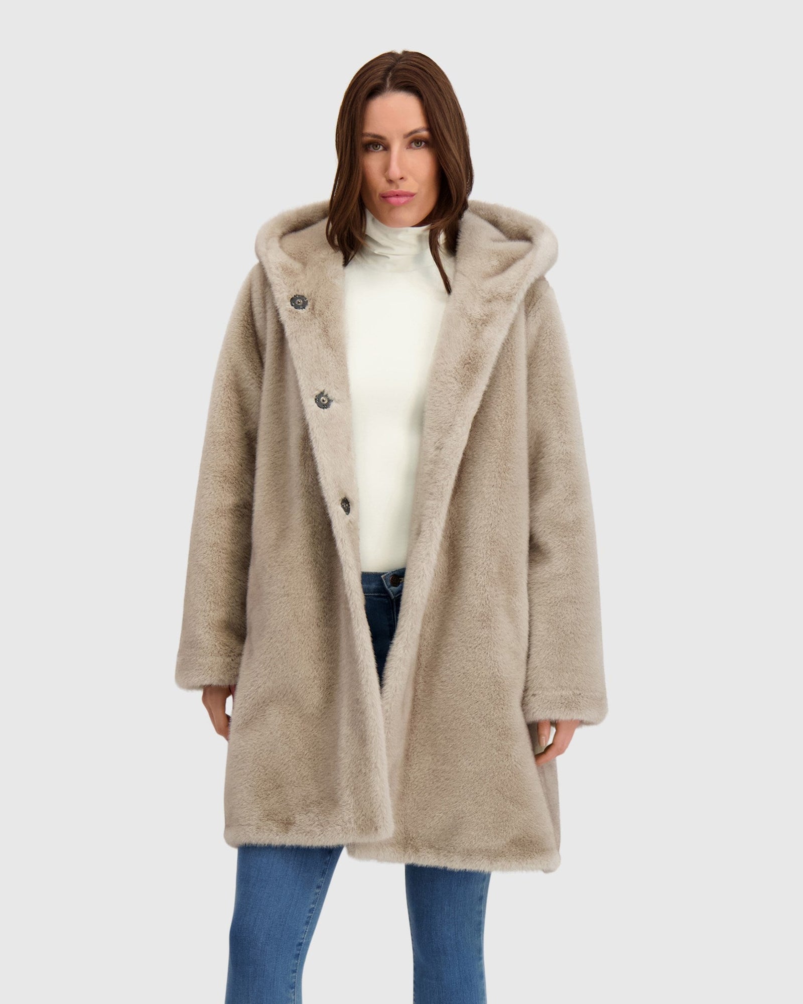 Fur-Free Mink (Faux Fur) Reversible Parka | Silver Blue/Black