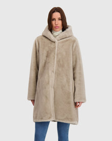 Fur-Free Mink (Faux Fur) Reversible Parka | Silver Blue/Black