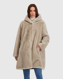 Fur-Free Mink (Faux Fur) Reversible Parka | Silver Blue/Black