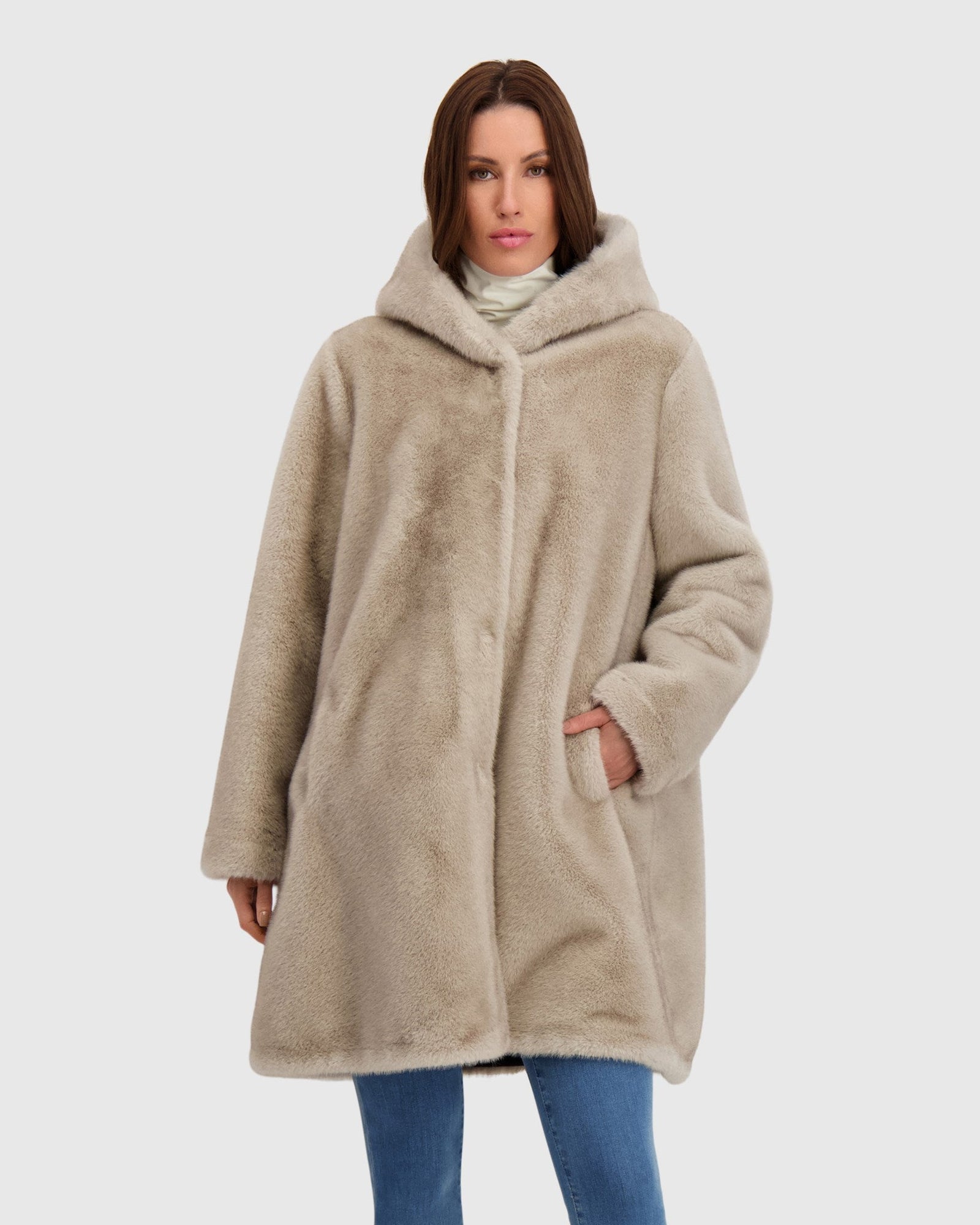 Fur-Free Mink (Faux Fur) Reversible Parka | Silver Blue/Black