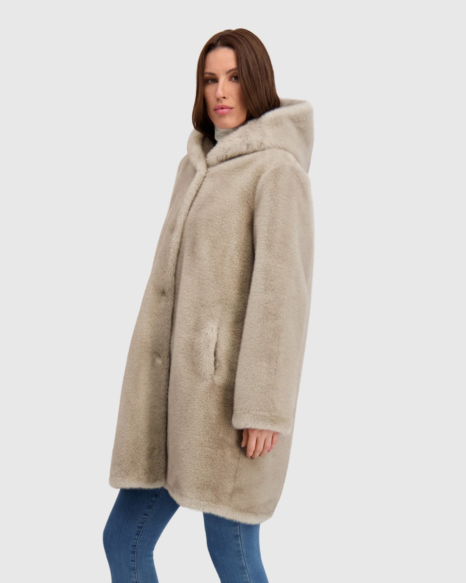 Fur-Free Mink (Faux Fur) Reversible Parka | Silver Blue/Black