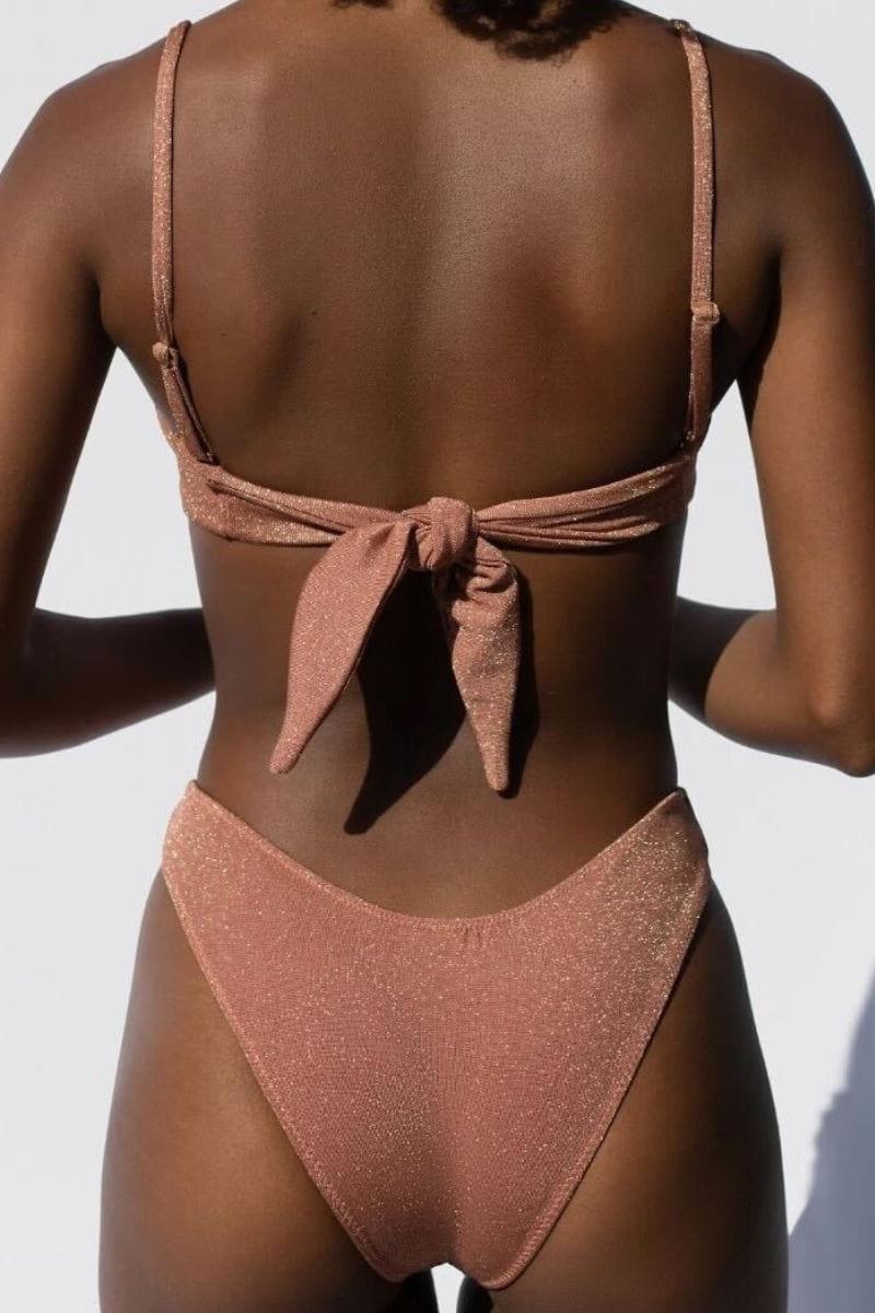 Tori Bandeau Bikini Top | Mauve Sparkle