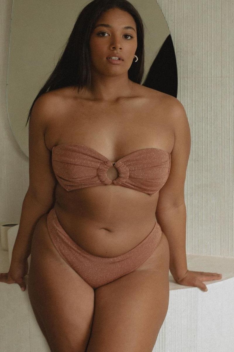 Tori Bandeau Bikini Top | Mauve Sparkle