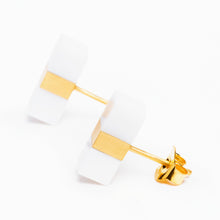 Cell Earrings | 18K Gold Plated | White Agate